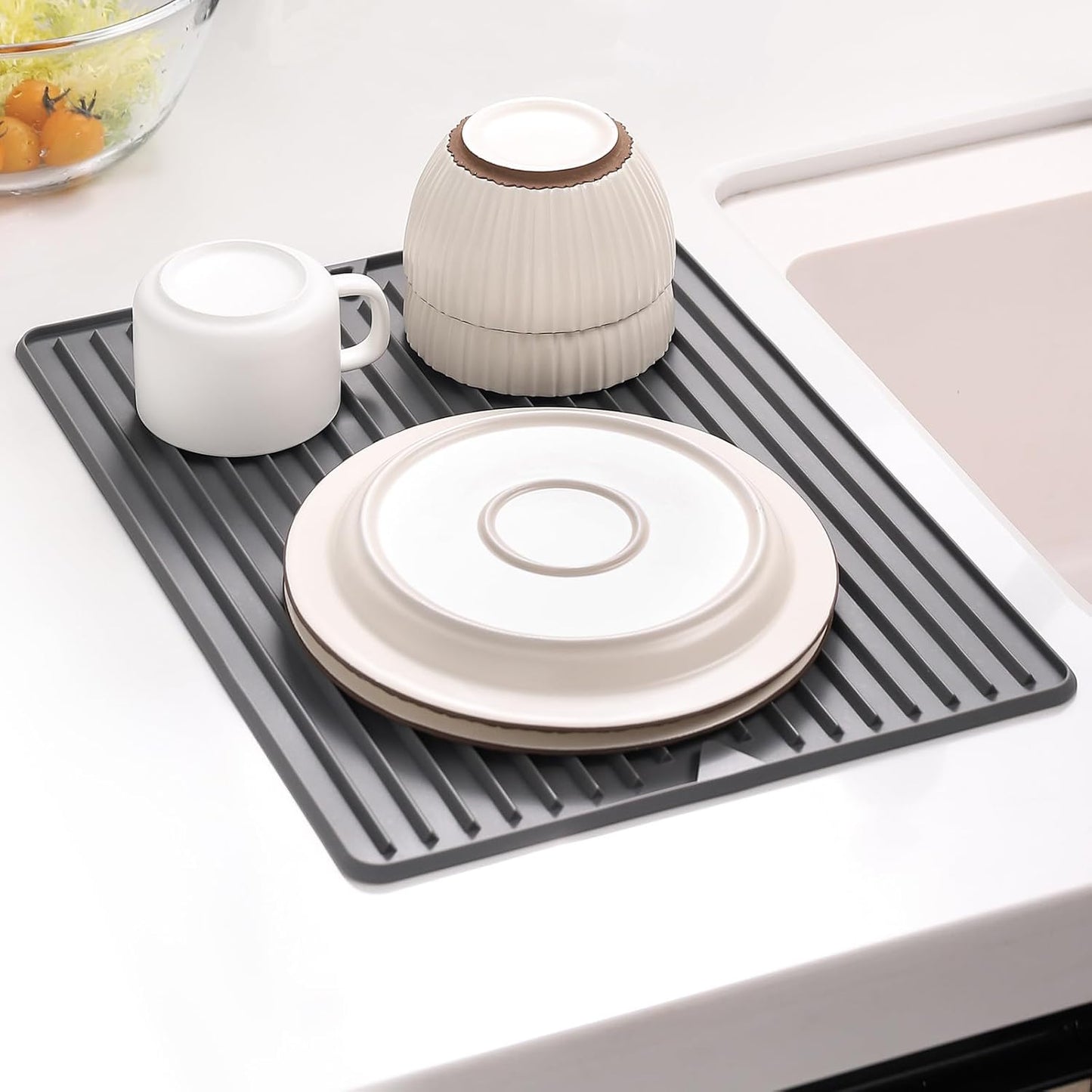 Dish Drying Mat, Mini Silicone Drying Mat for Kitchen Counter, Heat Resistant Silicone Mat for Countertop Protector, Super Thick Non-Slip Dish Drying Pad for Coffee Cup/Bottle/Glassware