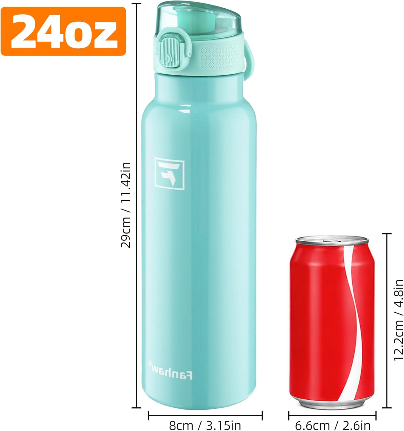 Fanhaw 24 oz Insulated Water Bottle with Soft Silicone Spout Lid, Leakproof Stainless Steel Vacuum Bottle for School, Sports& Daily Use, Kids, Teens& Adults, Back to School Essentials (Pink)