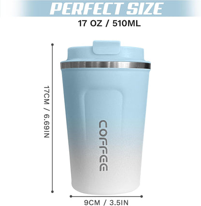 SPLMIFA Travel Coffee Mug Leak-Proof, Reusable Coffee Cups with Lids, Stainless Steel Vacuum Insulated Coffee Tumblers, Thermal Insulation Cup for Men and Women Hot & Cold Drinks(2nd-Green Pink, 12OZ)