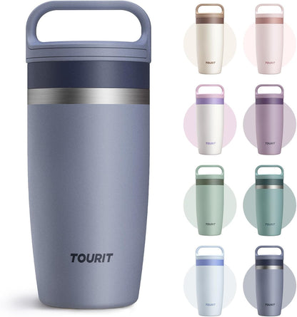 TOURIT Travel Coffee Mug 16 oz, Leakproof 2-Part Drink Lid Coffee Tumbler Cup, Insulated Stainless Steel Travel Mug, Dishwasher Safe Reusable Water Bottle, BPA-Free Coffee Mug,Dark Green