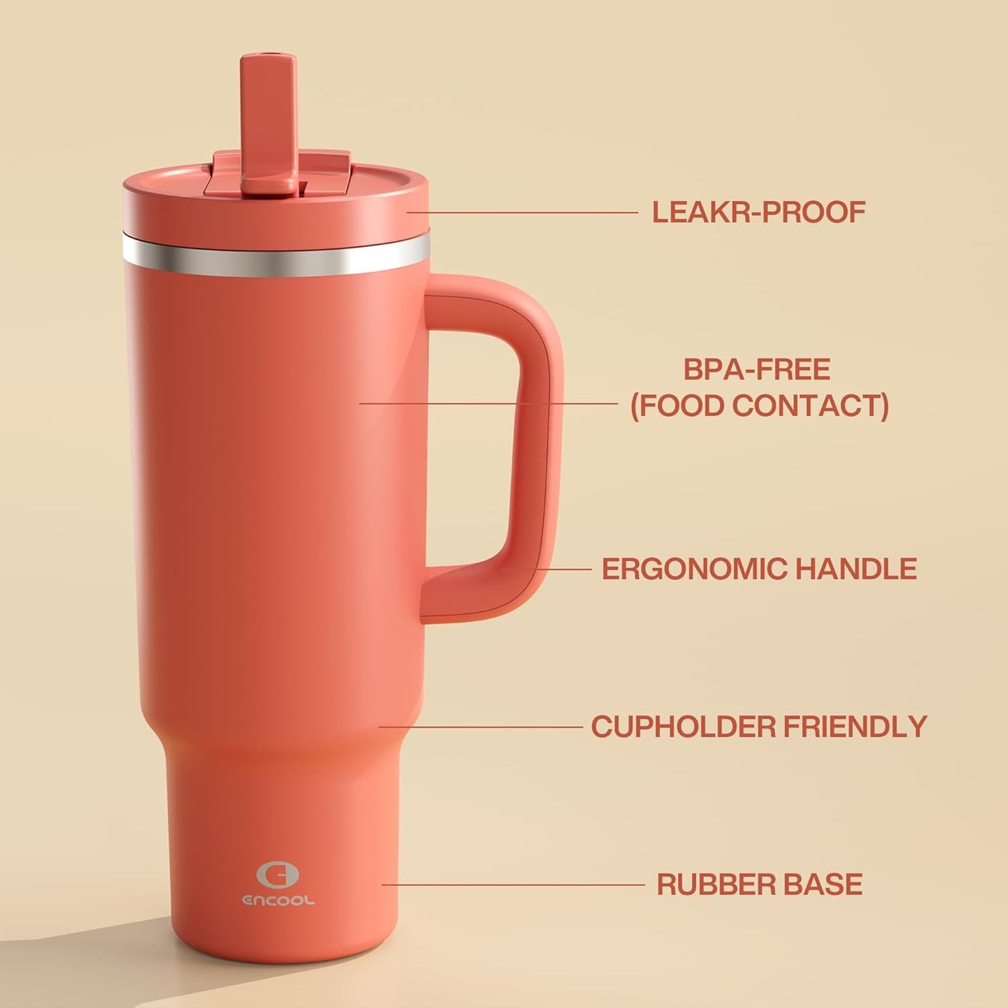 40 oz Tumbler with Handle and Straw: Stainless Steel Insulated Tumbler Keeps Cold for 24 Hours, Leakproof Travel Cup Fits in Cup Holder and BPA-Free, Cotton Candy