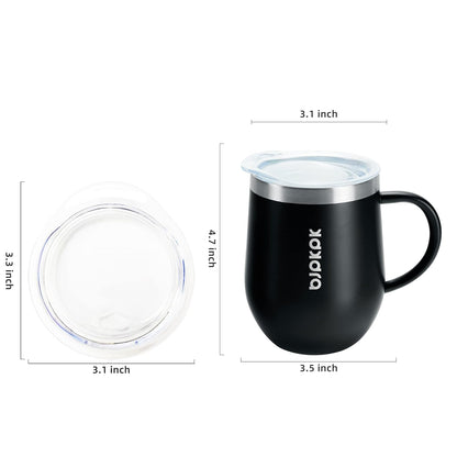 BJPKPK 2 pcs Insulated Coffee Mug, 14oz Insulated Tumbler with Lid, Stainless Steel Coffee Cups with Splash Proof Lid-White