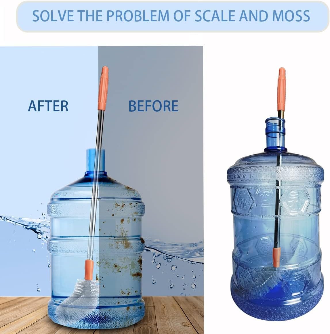 2-Pack Bucket Brush, Kettle Brush, Cleaning Extra Long Bottles, Gallon Jug Cleaner, Water Bottle Cleaner, Stainless Steel，Multi-Scenario
