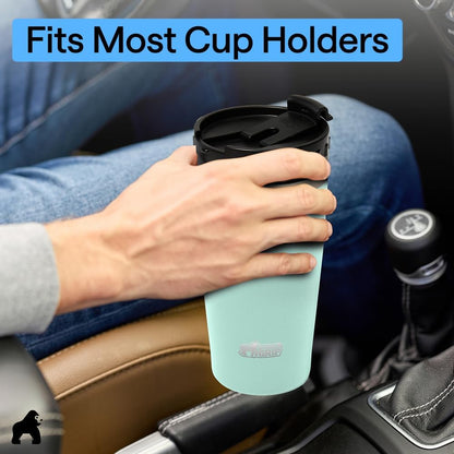 GORILLA GRIP 304 Stainless Steel Double Insulated Travel Coffee Mug, Leakproof Lid with Smooth Sip Top, Prevent Spills, Dent & Rust Resistant Reusable Tumbler Cup, Thermal Mugs for Drinks, 20oz, Black