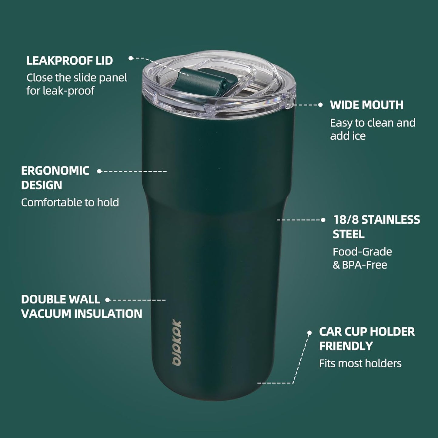 BJPKPK Insulated Tumbler,20oz Stainless Steel Tumbler with lid,Double Wall Travel Coffee Mug Thermal Cup,Keep Drinks Cold and Hot,Lavender