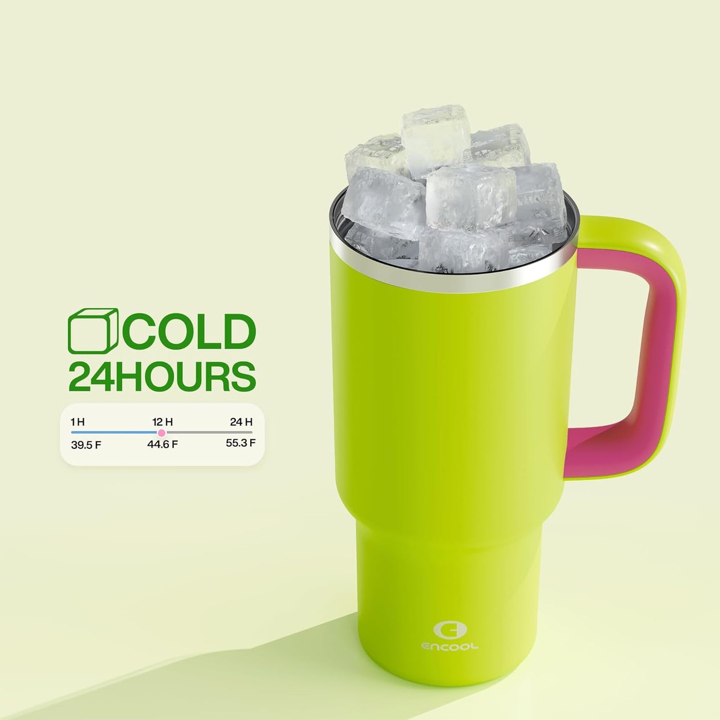 40 oz Tumbler with Handle and Straw: Stainless Steel Insulated Tumbler Keeps Cold for 24 Hours, Leakproof Travel Cup Fits in Cup Holder and BPA-Free, Cotton Candy