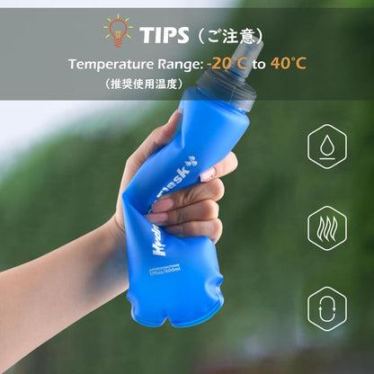 TRIWONDER Handheld Water Bottle for Running, Quick Grip Chill 17 oz Handheld Soft Water Bottle with Hand Strap Hydration Pack, BPA Sport Soft Flask (Blue)