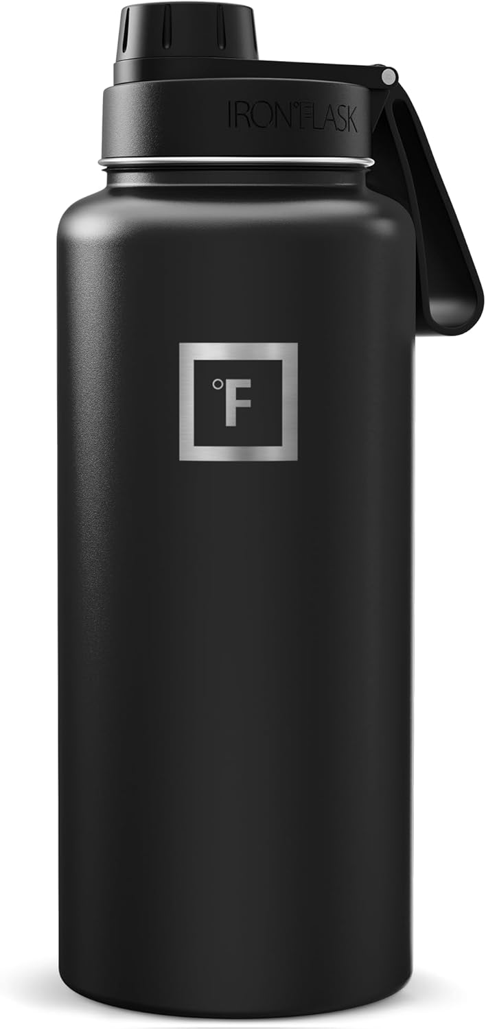 IRON °FLASK Camping & Hiking Hydration Flask with Straw, Wide Mouth Insulated Stainless Steel Sports Water Bottle - 22 oz Aurora