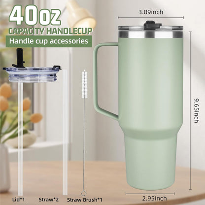 20 oz Tumbler with Handle, Stainless Steel Insulated Tumbler with Lid and Straw, Double Wall Vacuum Coffee Mug Tumbler, Insulated Coffee Thermal Cup for Cold and Hot (Light Purple)
