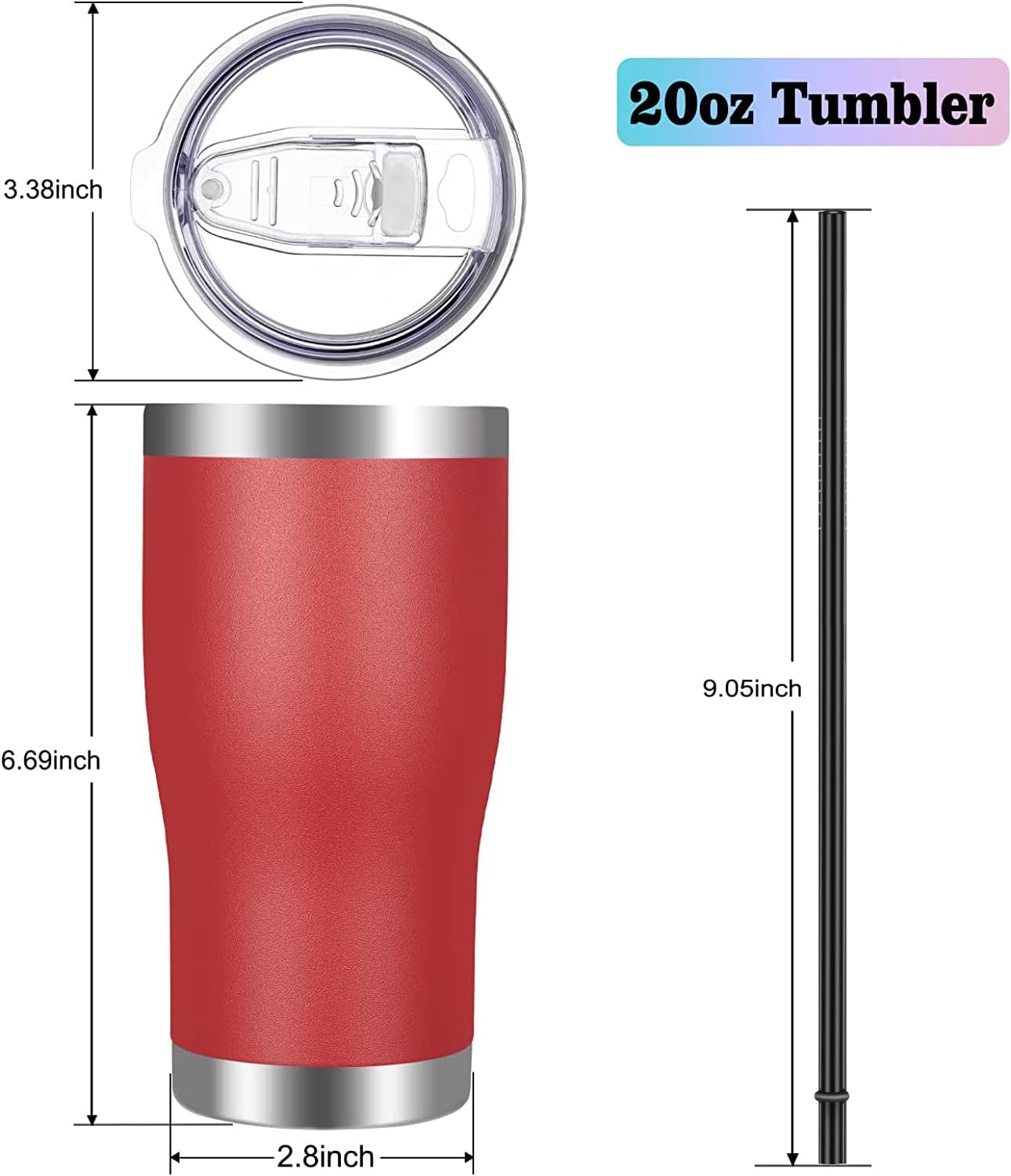 VEGOND 20oz Tumbler Stainless Steel Tumbler Cup with Lid And Straw Vacuum Insulated Double Wall Travel Coffee Mug(Orange 1 Pack)