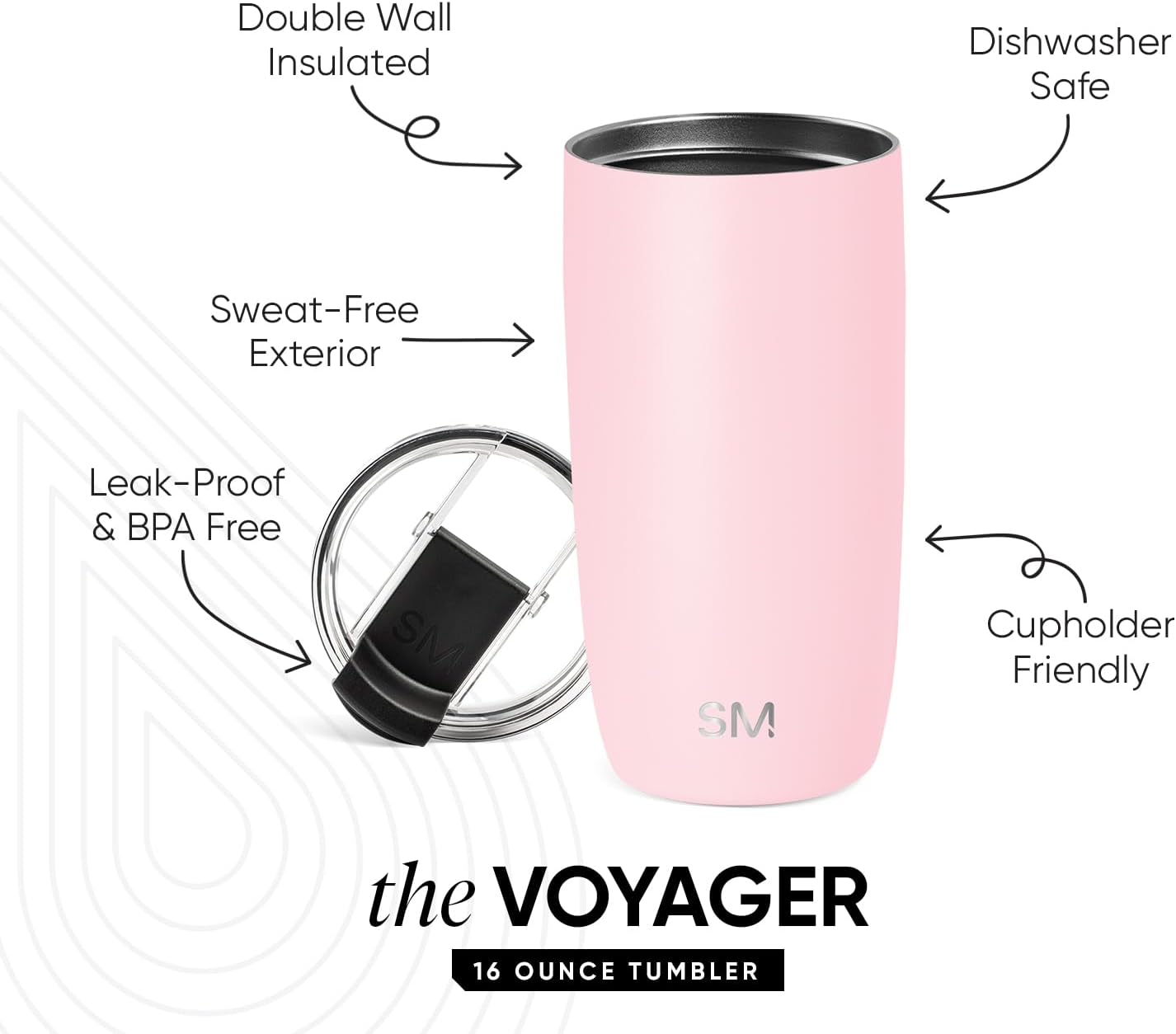 Simple Modern Voyager Tumbler with Flip Lid | Travel Coffee Mug | Insulated Stainless Steel Cold Brew Iced or Hot Coffee Cup | Gifts for Women Men Her Him | 16oz, Almond Birch