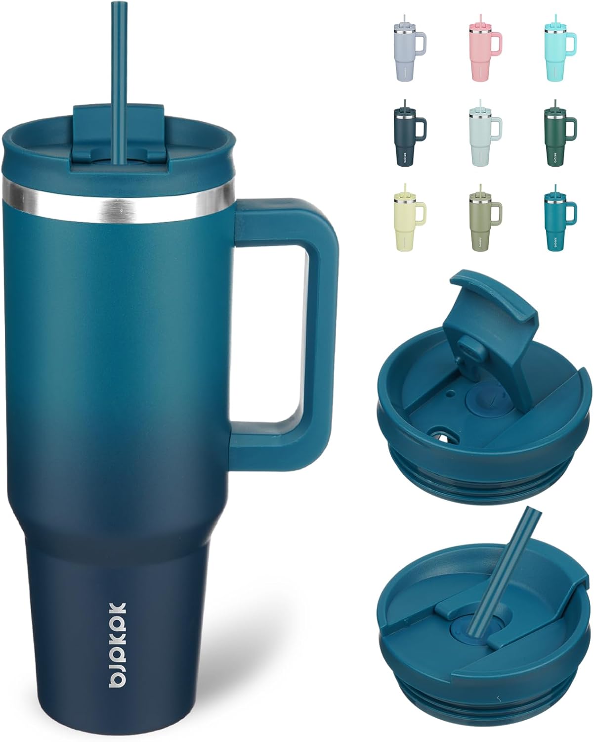 BJPKPK 30oz Stainless Steel Insulated Tumbler With Handle And Lid Straw Travel Coffee Mug Thermal Cup,Black