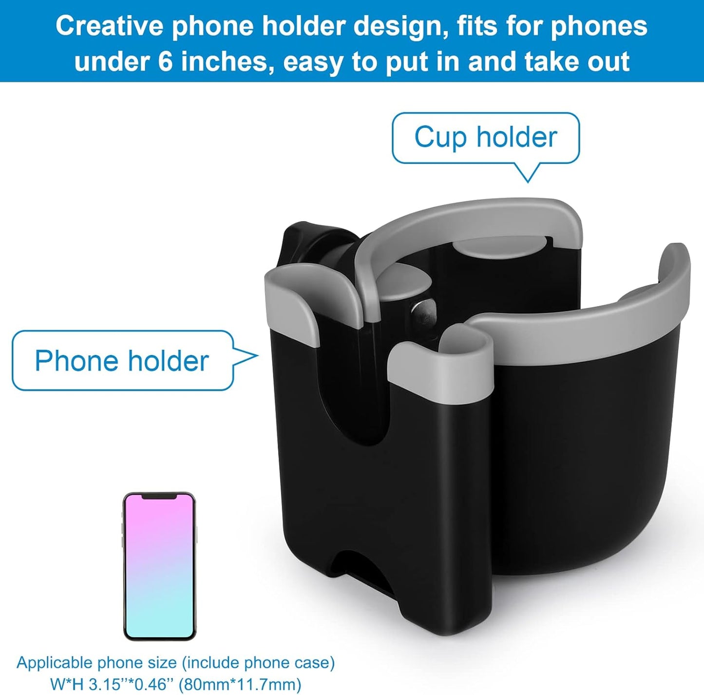 Accmor Stroller Cup Holder with Phone Holder, Bike Cup Holder, Universal Cup Holder for Uppababy Nuna Doona Strollers, 2-in-1 Cup Holder for Walker, Wheelchair, Scooter - Colors A