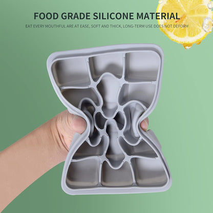 Ice Cube Trays Set of 2, Easy Release 15 Flexible Silicone Ice Cube Molds with Removable Lid Reusable Freezer Ice Trays Stackable for Whiskey, Baby Food, BPA Free (BAMBOO GREEN)