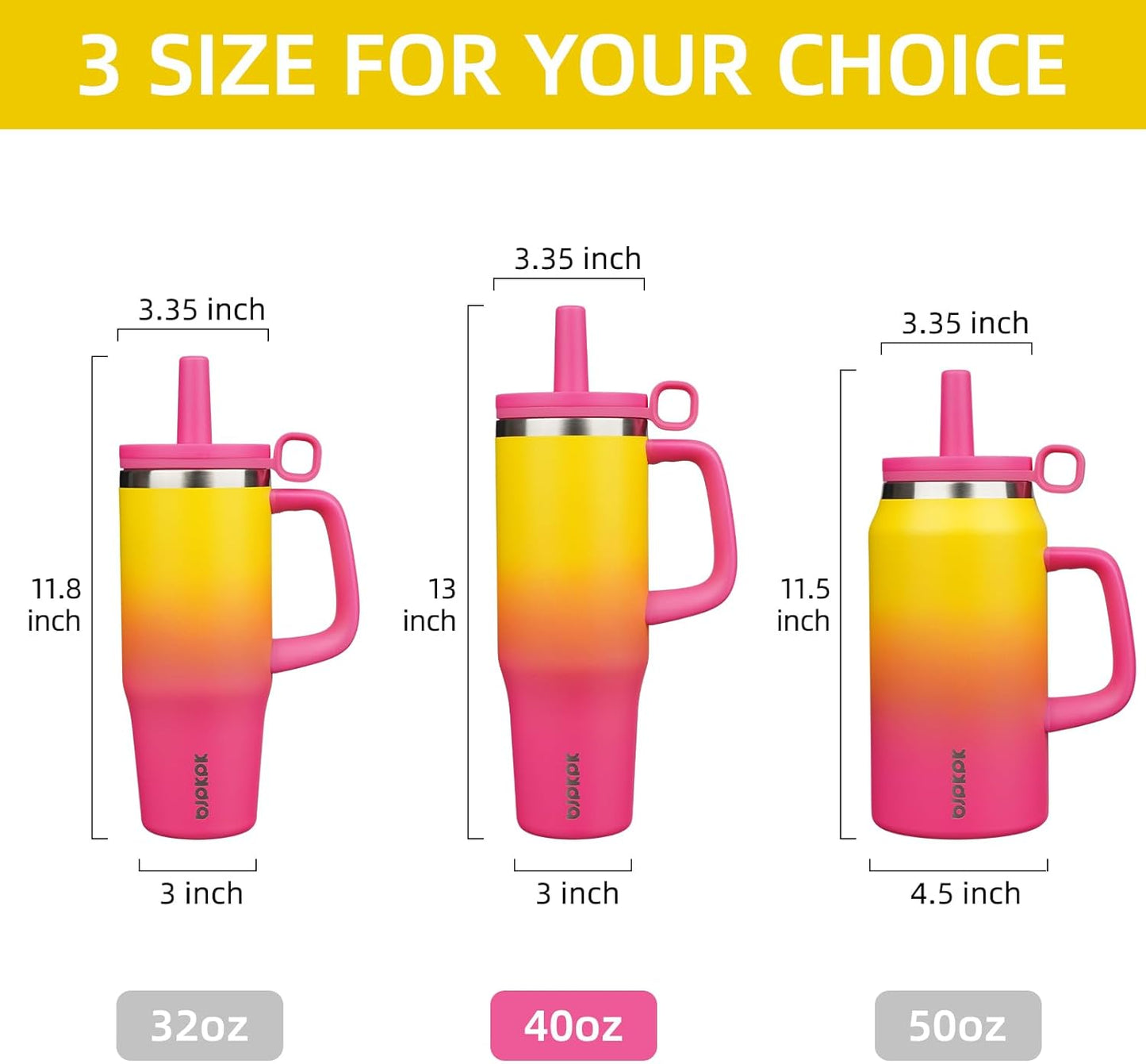 BJPKPK 50oz Insulated Tumbler with Handle Stainless Steel Travel Coffee Mug with Lid Reusable Large Water Bottle with Straw,Sky
