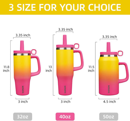 BJPKPK 50oz Insulated Tumbler with Handle Stainless Steel Travel Coffee Mug with Lid Reusable Large Water Bottle with Straw,Sky