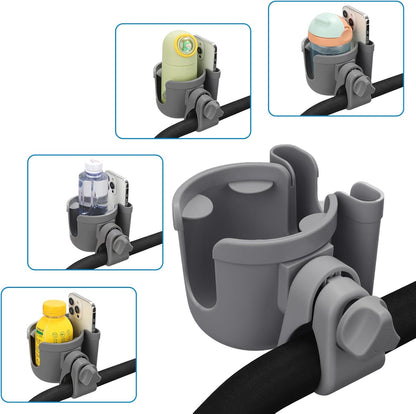 Accmor Stroller Cup Holder with Phone Holder, Bike Cup Holder, Universal Cup Holder for Uppababy Nuna Doona Strollers, 2-in-1 Cup Holder for Walker, Wheelchair, Scooter - Colors A