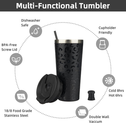 BJPKPK 22oz Insulated Tumbler With lid And Straw Stainless Steel Tumblers Travel Coffee Mug Reusable Thermal Cup,Sky