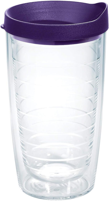 Tervis Clear & Colorful Lidded Made in USA Double Walled Insulated Tumbler Travel Cup Keeps Drinks Cold & Hot, 24oz, Black Lid, 1 Count (Pack of 1)