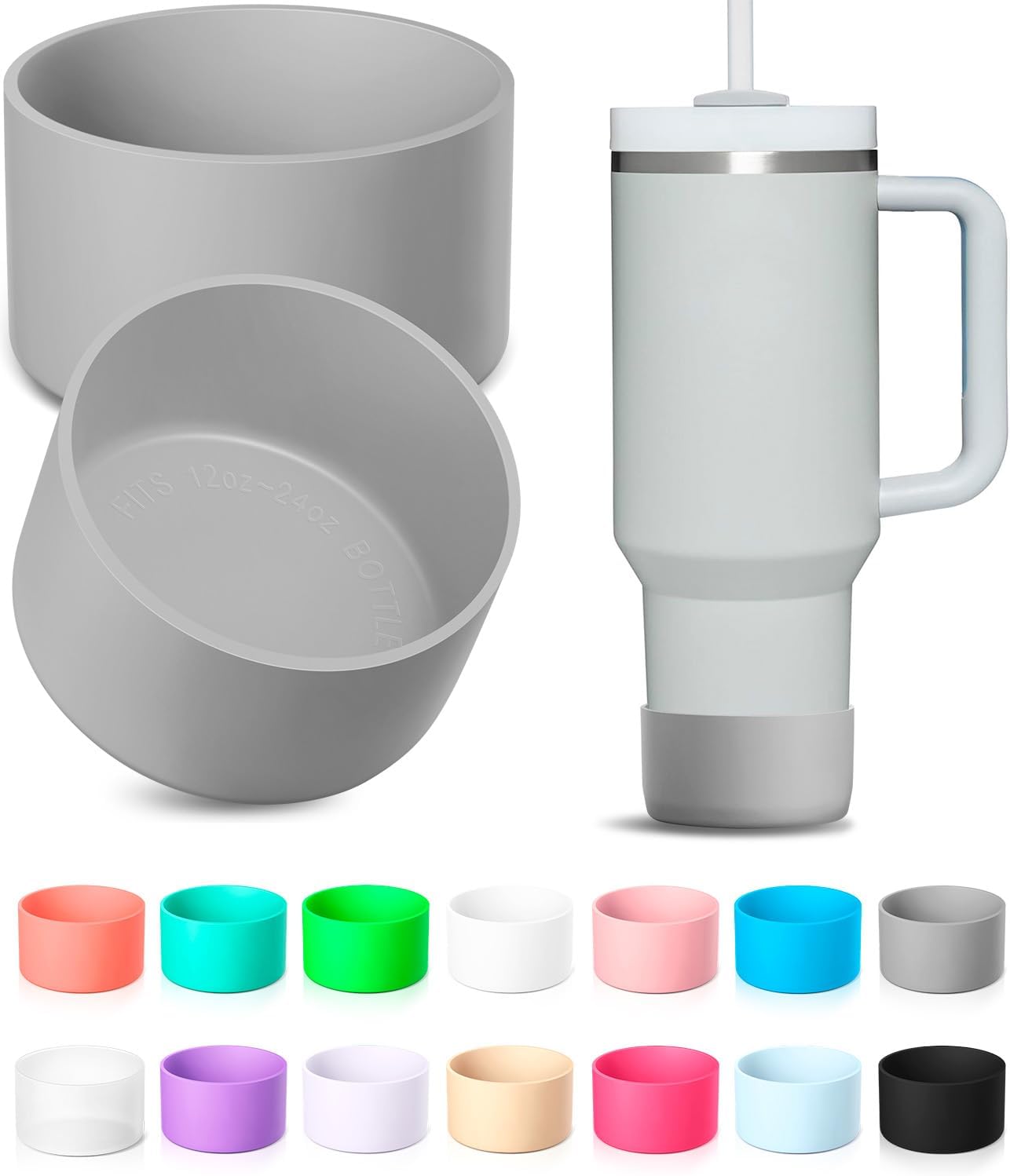 KTKUDY 2Pcs Silicone Boot for Stanley Quencher Tumbler 30 oz 40 oz & IceFlow 20 oz 30 oz & Fit Owala Freesip Water Bottle & Fit Hydro Flask & More - Cup Bottom Accessories Fit Stanley Cup