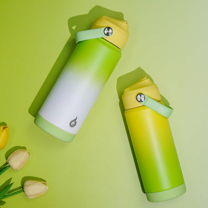 BJPKPK Insulated Water Bottle with Straw Lid, 18oz Thermo Water Bottles with Soft Nozzle, Flex Handle & Non-slip Boot, BPA Free Leak Proof Stainless Steel Metal Thermo, Tumblers, Cups,Sea Salt