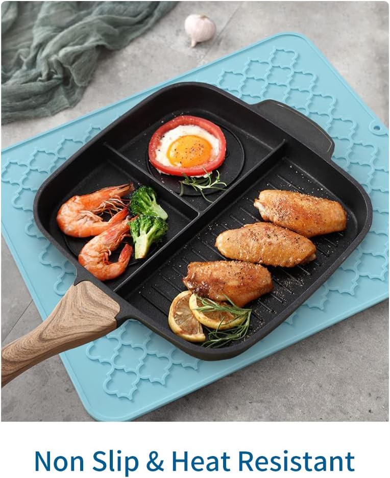 AMOAMI-Dish Drying Mats for Kitchen Counter-Silicone Dish Drying Mat-Kitchen Dish Drying Pad Heat Resistant Mat-Kitchen Gadgets Kitchen Accessories Kitchen Small Appliances(12" x 16", BLACK)