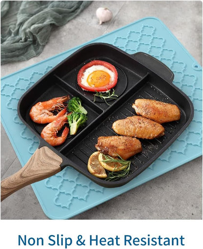 AMOAMI-Dish Drying Mats for Kitchen Counter-Silicone Dish Drying Mat-Kitchen Dish Drying Pad Heat Resistant Mat-Kitchen Gadgets Kitchen Accessories Kitchen Small Appliances(12" x 16", BLACK)