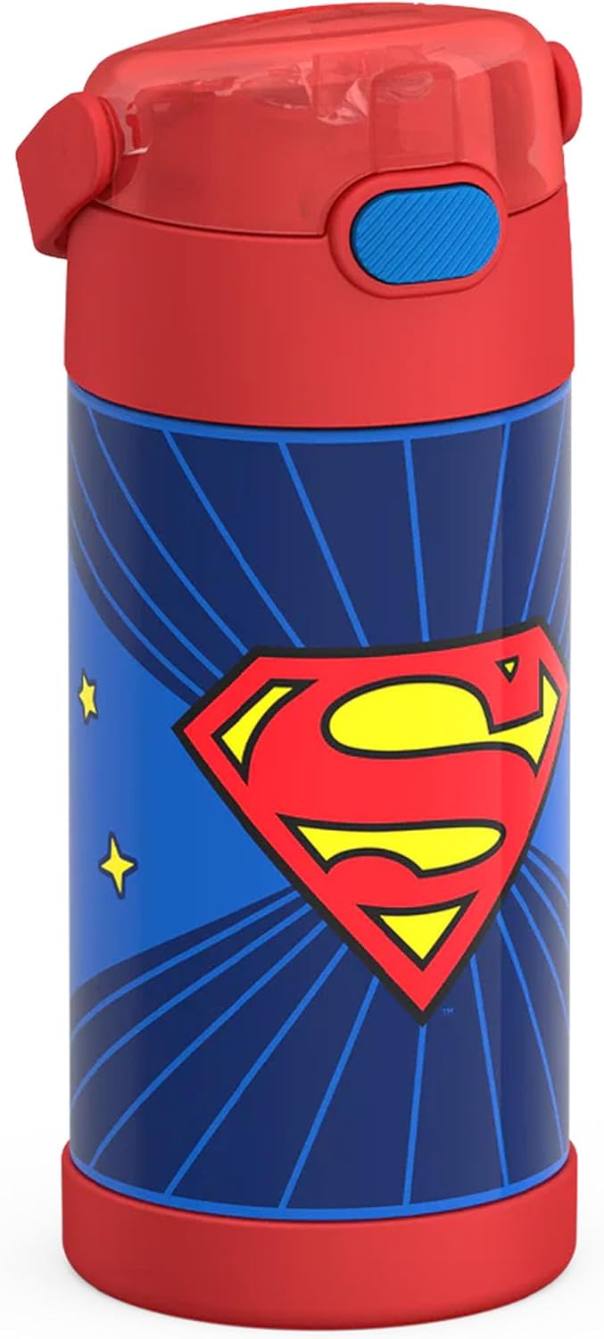 THERMOS FUNTAINER Water Bottle with Straw - 12 Ounce - Kids Stainless Steel Vacuum Insulated Water Bottle with Lid, Bluey - Colors A