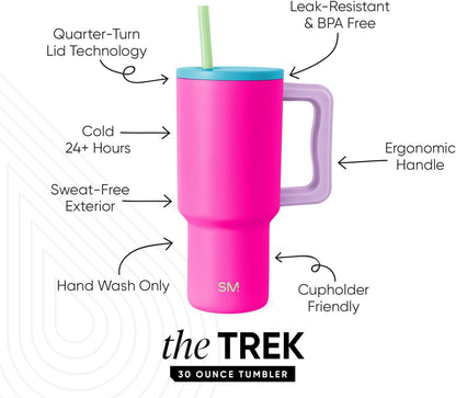 Simple Modern 40 oz Trek Tumbler with Handle and Straw Lid | Cup Holder Friendly Insulated Stainless Steel Travel Mug | Sea Glass Sage - Colors B