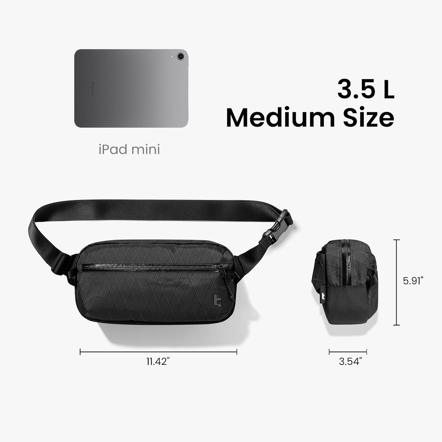 tomtoc 3.5L Sling Bag with RFID Blocking, Crossbody Bag Chest Shoulder Pack for Men and Women, Water-resistant Lightweight Casual Waist Fanny Pack for Travel/Daily Use