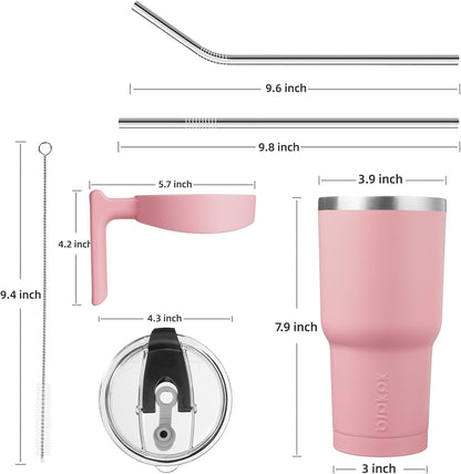 BJPKPK Tumbler With Handle And Straw Lid 40 oz Stainless Steel Insulated Coffee Tumbler Cups For Home, Office or Car,Turquoise
