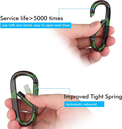 CampTek Carabiner Caribeaner Clip,3" Large Aluminum D Ring Shape Carabeaner with Keyring Keychain Hook