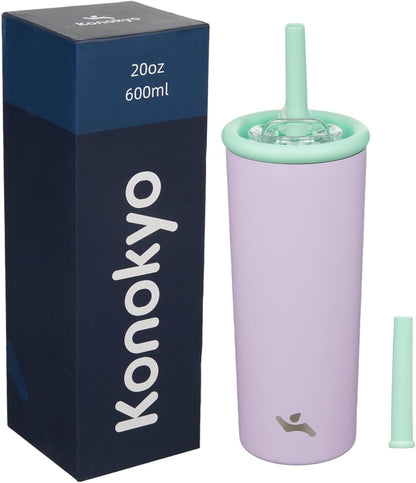 Konokyo 25oz Insulated Tumbler with Lid and Straw, Reusable Iced Coffee Cup with Lid, Travel Coffee Mug, BPA-Free, Leak-Proof and Durable, Oasis