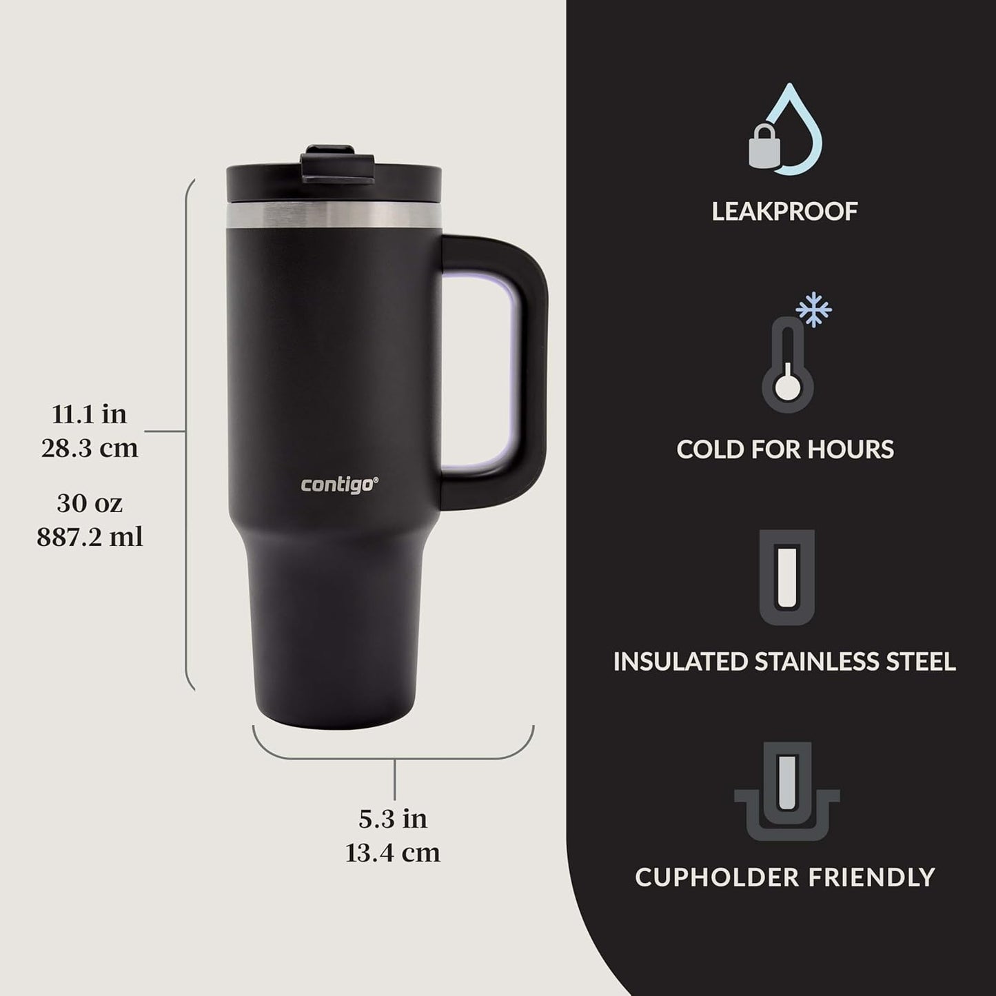Contigo Streeterville 40oz Tumbler, Stainless Steel Vacuum Insulated, Leak-Proof, Cold for 29 Hours, Reef