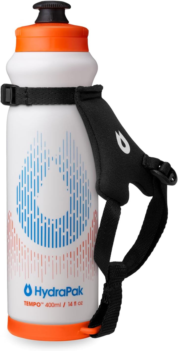 HydraPak Tempo Pro 525ml - Handheld Running Squeeze Bottle for Training and Race Day Hydration with Removable Strap (525ml/17oz) - White