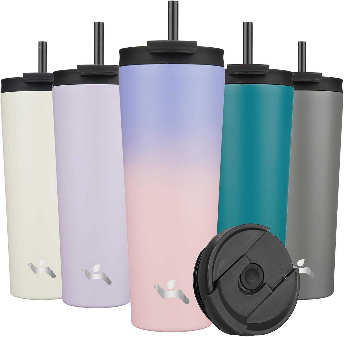 Konokyo 30 OZ Insulated Tumbler with Lid and 2 Straws Stainless Steel Water Bottle Vacuum Travel Mug Coffee Cup,Pastel Sunset