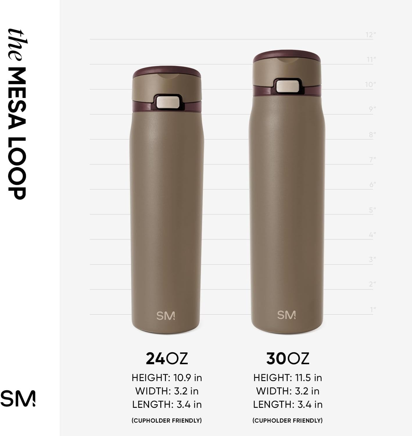 Simple Modern Mesa Loop Water Bottle with Covered Straw and Handle | 24oz Cup Holder Friendly Insulated Stainless Steel Bottles for Travel, Sports and School | Iris Sage - Colors B