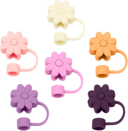Flower Straw Covers Toppers for Stanley Cups 30&40 Oz Tumbler with Handle Accessories 4PCS Silicone Straw Caps Reusable Straws Tips Protectors for Stanley Cup 10mm 0.4in Straws,Off White