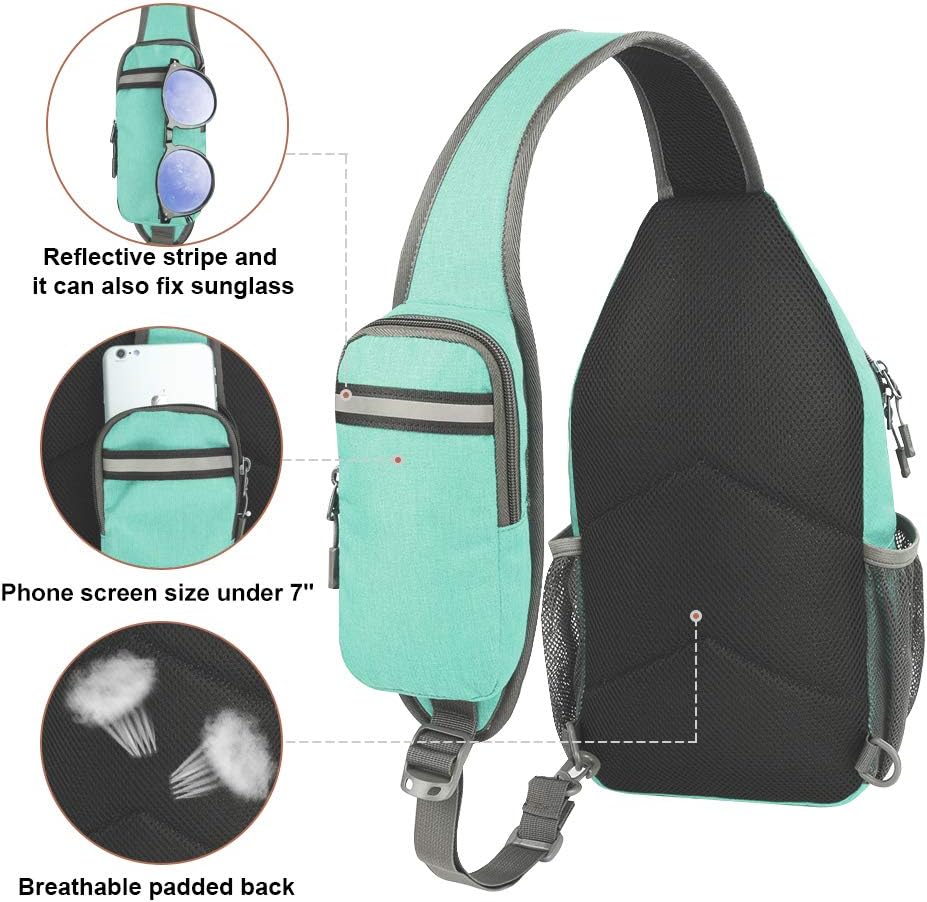 WATERFLY Crossbody Sling Backpack Sling Bag Travel Hiking Chest Bag Daypack (Black)