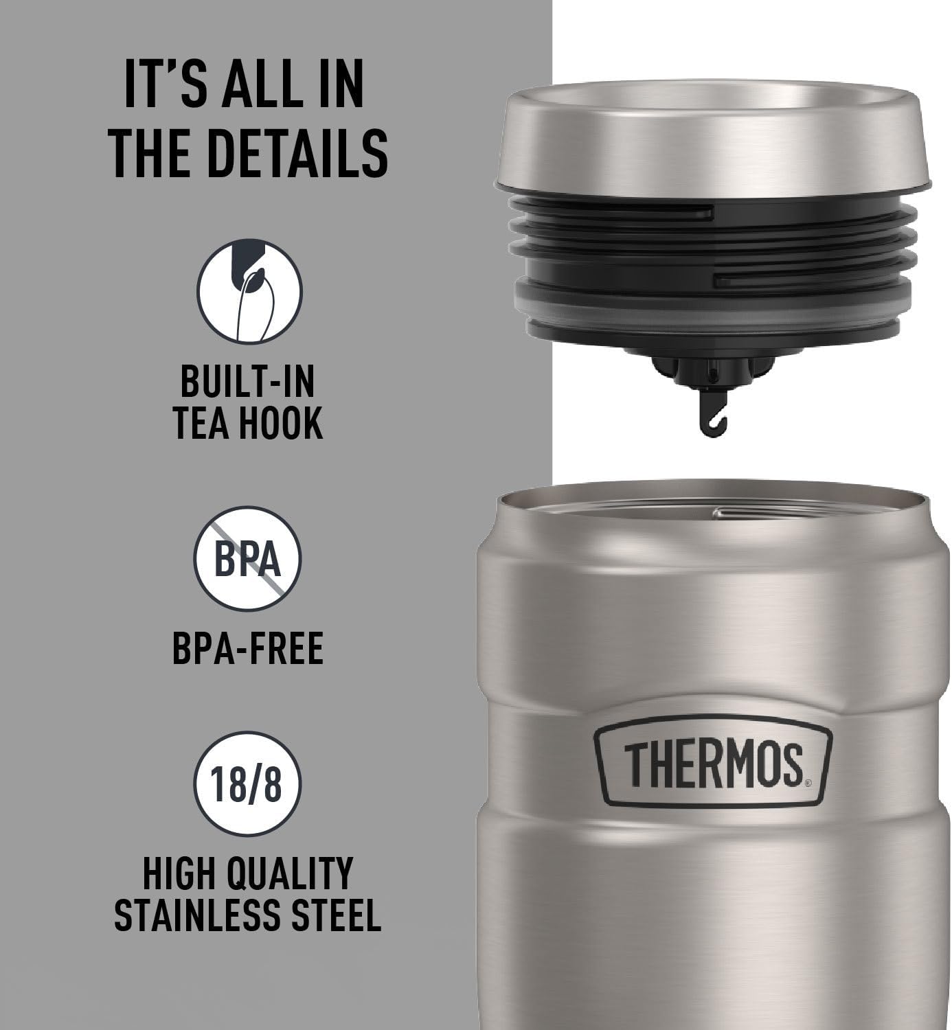 THERMOS Stainless King Vacuum-Insulated Stainless Steel Tumbler - 16oz, Midnight Blue - Insulated Coffee Tumbler for Hot & Cold Drinks - Leak-Proof & Sweat-Proof for Commuting & Traveling