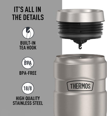 THERMOS Stainless King Vacuum-Insulated Stainless Steel Tumbler - 16oz, Midnight Blue - Insulated Coffee Tumbler for Hot & Cold Drinks - Leak-Proof & Sweat-Proof for Commuting & Traveling