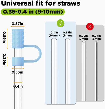 6 Pcs Straw Covers Caps, 0.4in/10mm Straw Toppers for Stanley Cup 30/40 oz, Starlight