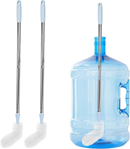 2-Pack 28’ Long Bottle Brush, 3 and 5 Gallon Bottle Cleaning Brush, Water Bottle Brush with Bendable Replacement Brush Head, Nylon Bristles and Stainless Steel Handle Bucket Cleaning Brush