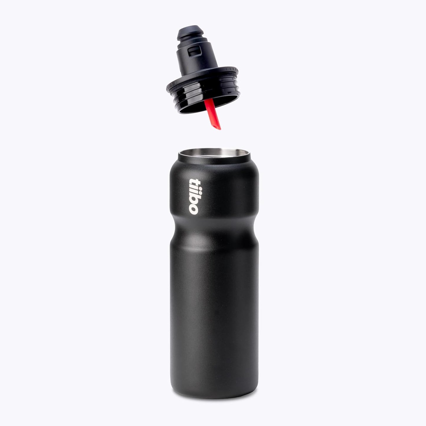 tiibo Vacuum Insulated Stainless Steel Bike Water Bottle, Double Wall, No-Squeeze, Fast Flow Sport Nozzle, Designed for Cycling, Biking, Fitness & Sports, Fits Most Bike Cages (Brushed, 23OZ)