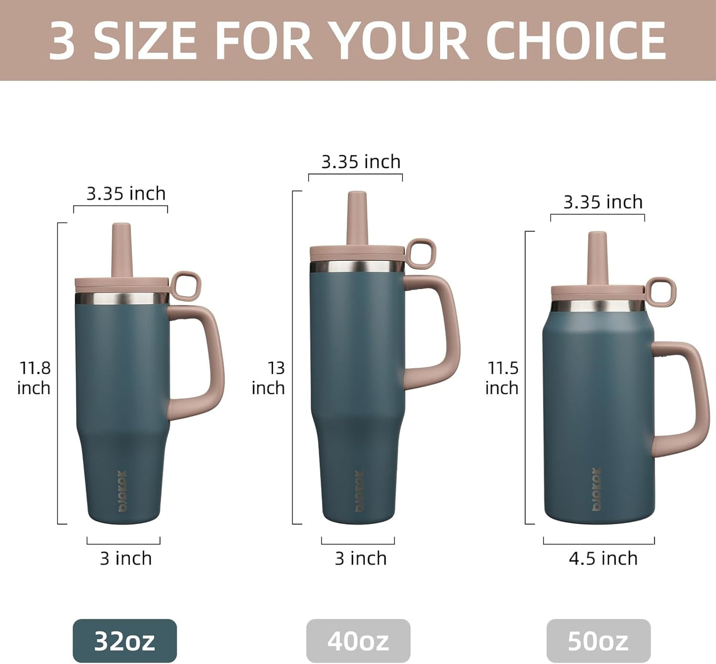 BJPKPK 50oz Insulated Tumbler with Handle Stainless Steel Travel Coffee Mug with Lid Reusable Large Water Bottle with Straw,Sky