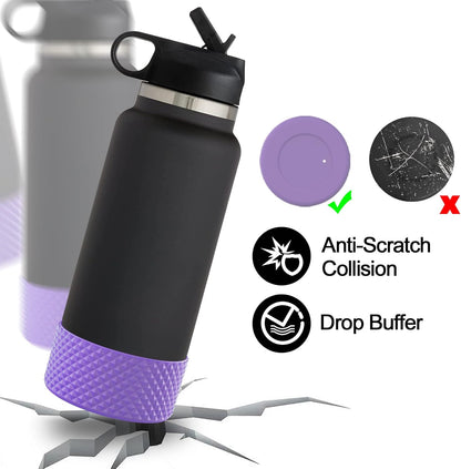WUQID Water Bottle Boot, Diamond Silicone Boot Compatible with Stanleyy Tumbler 20-40oz & Hydroo Flask Bottle 12oz-24oz, Reduces Dents Sleeve Cover for More Bottles/Tumblers Bottom of 2.83-2.95in