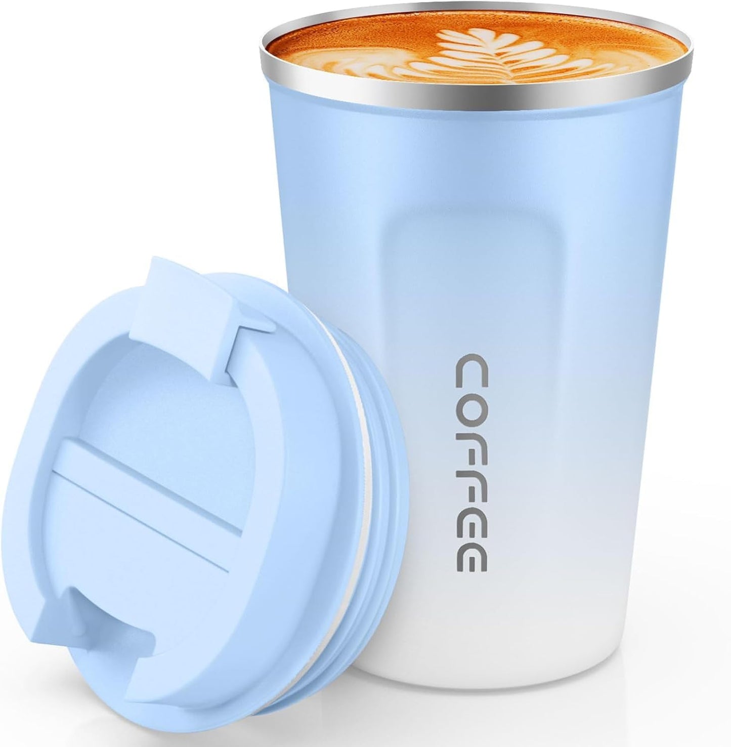 SPLMIFA Travel Coffee Mug Leak-Proof, Reusable Coffee Cups with Lids, Stainless Steel Vacuum Insulated Coffee Tumblers, Thermal Insulation Cup for Men and Women Hot & Cold Drinks(2nd-Green Pink, 12OZ)