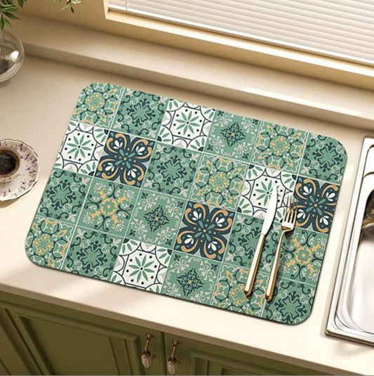 Cute Coffee Maker Mat for Countertops Bar Accessories, Colorful Dish Drying Pad for Kitchen, Absorbent Quick Drying Mat, 12 X16 inch (Color C, 16"x12")