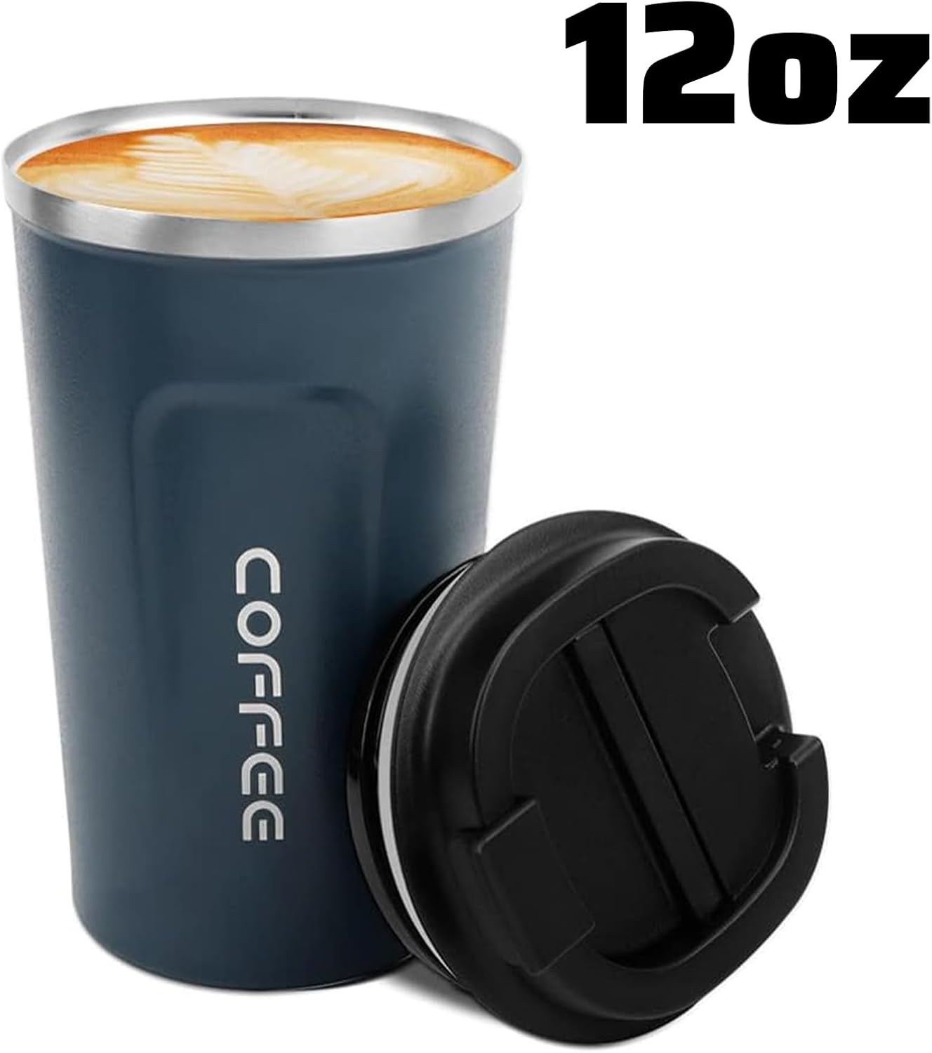 MOMSIV 12oz Travel Mug, Insulated Coffee Cup with Leakproof Lid, Travel Coffee Mug Vacuum Stainless Steel Double Walled Reusable Coffee Cup for Hot and Cold Water Coffee