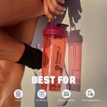 BlenderBottle Shaker Bottle Pro Series Perfect for Protein Shakes and Pre Workout, 24-Ounce, Black